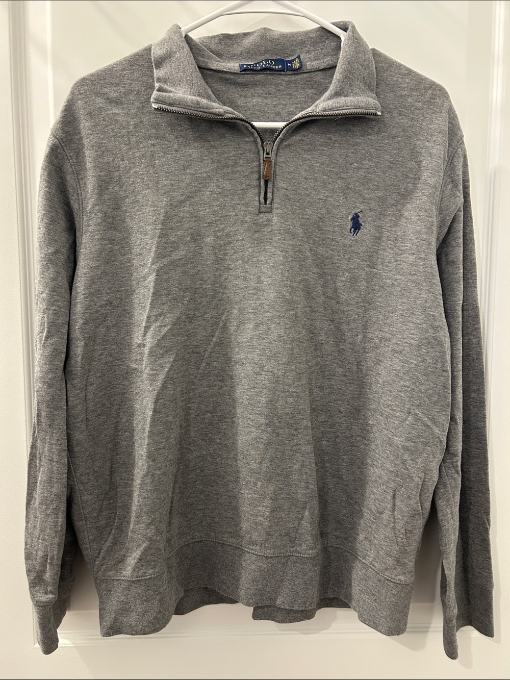 Ralph Lauren Gray Quarter-Zip Pullover with Navy Pony